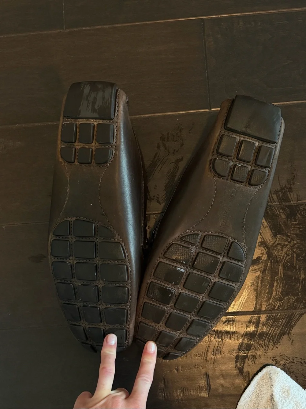 Louis Vuitton Brown Leather LV Buckle Slip-On Loafers